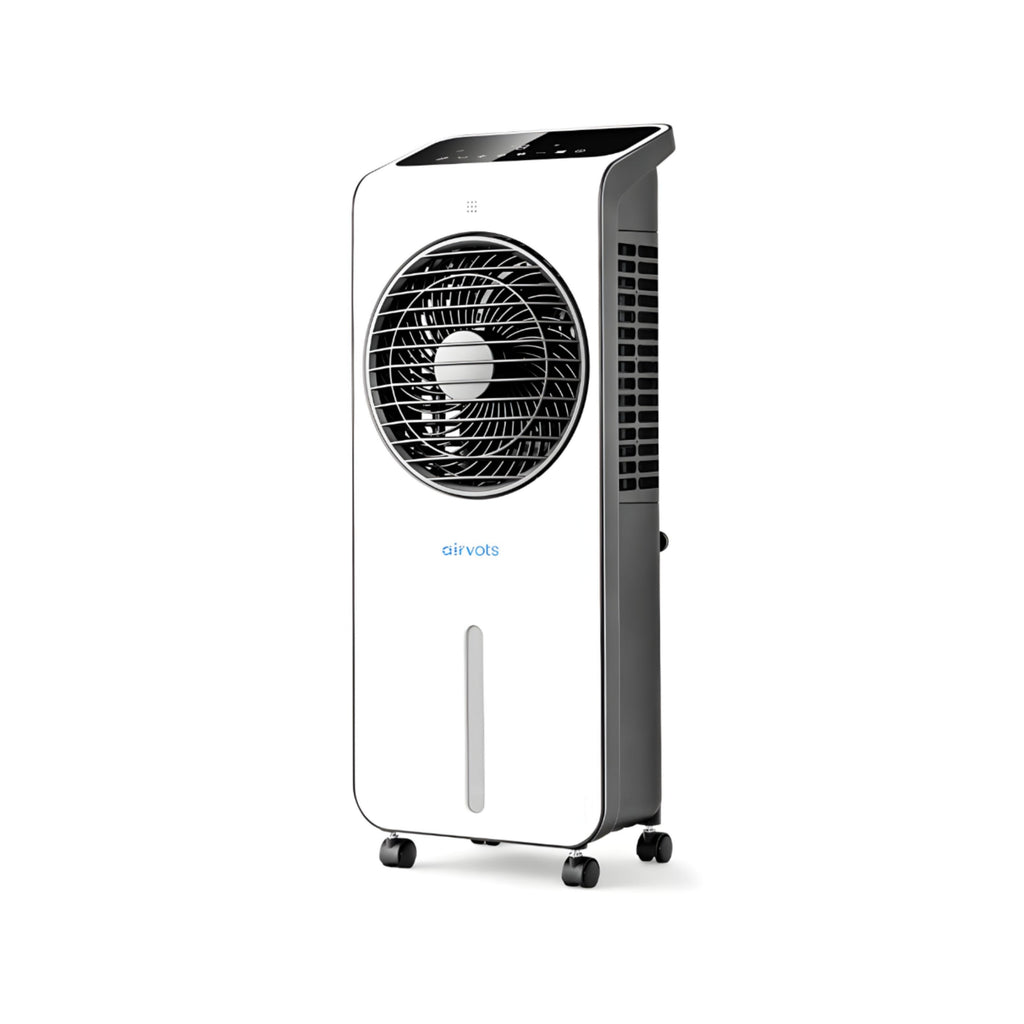 Evaporative air cooler with remote control and 12-hour timer