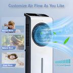 Evaporative air cooler with remote control and 12-hour timer