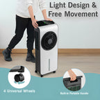 Evaporative air cooler with remote control and 12-hour timer
