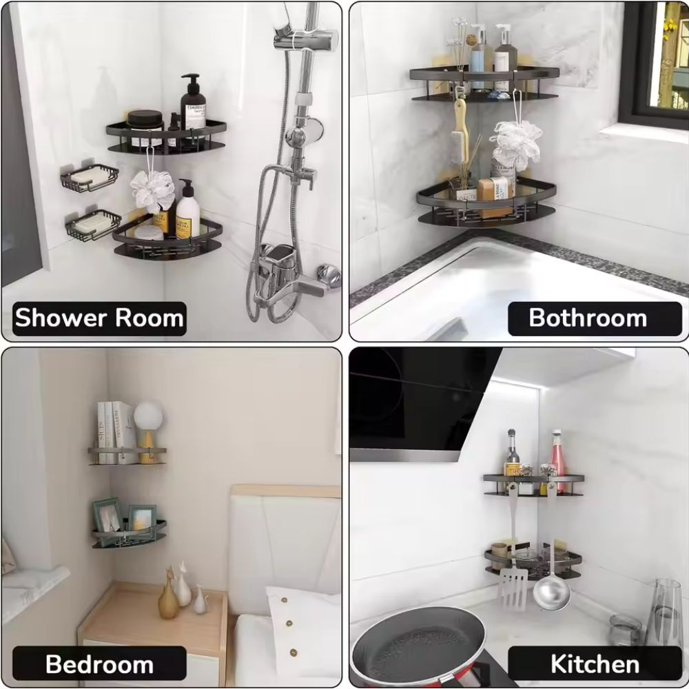 Aluminum Shower Caddy Wall Mounted Bathroom Shelf