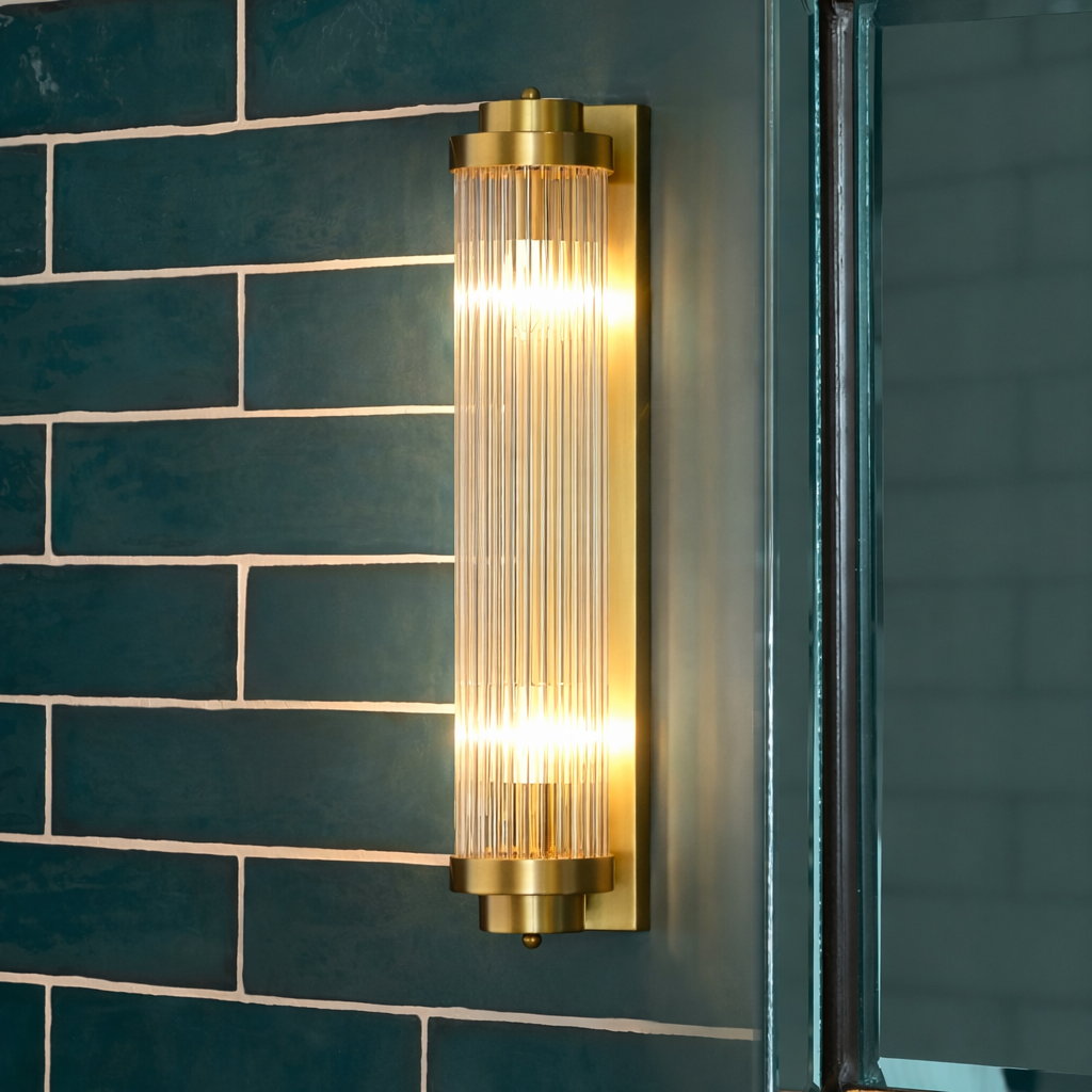 Art Deco Wall Sconce Light with Antique Brass Finish | Elegant Illumination for Bathrooms and Living Spaces