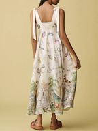 Artistry Collection | Floral Midi Dress with Elegant Tie Waist | Graceful Movement for Any Occasion