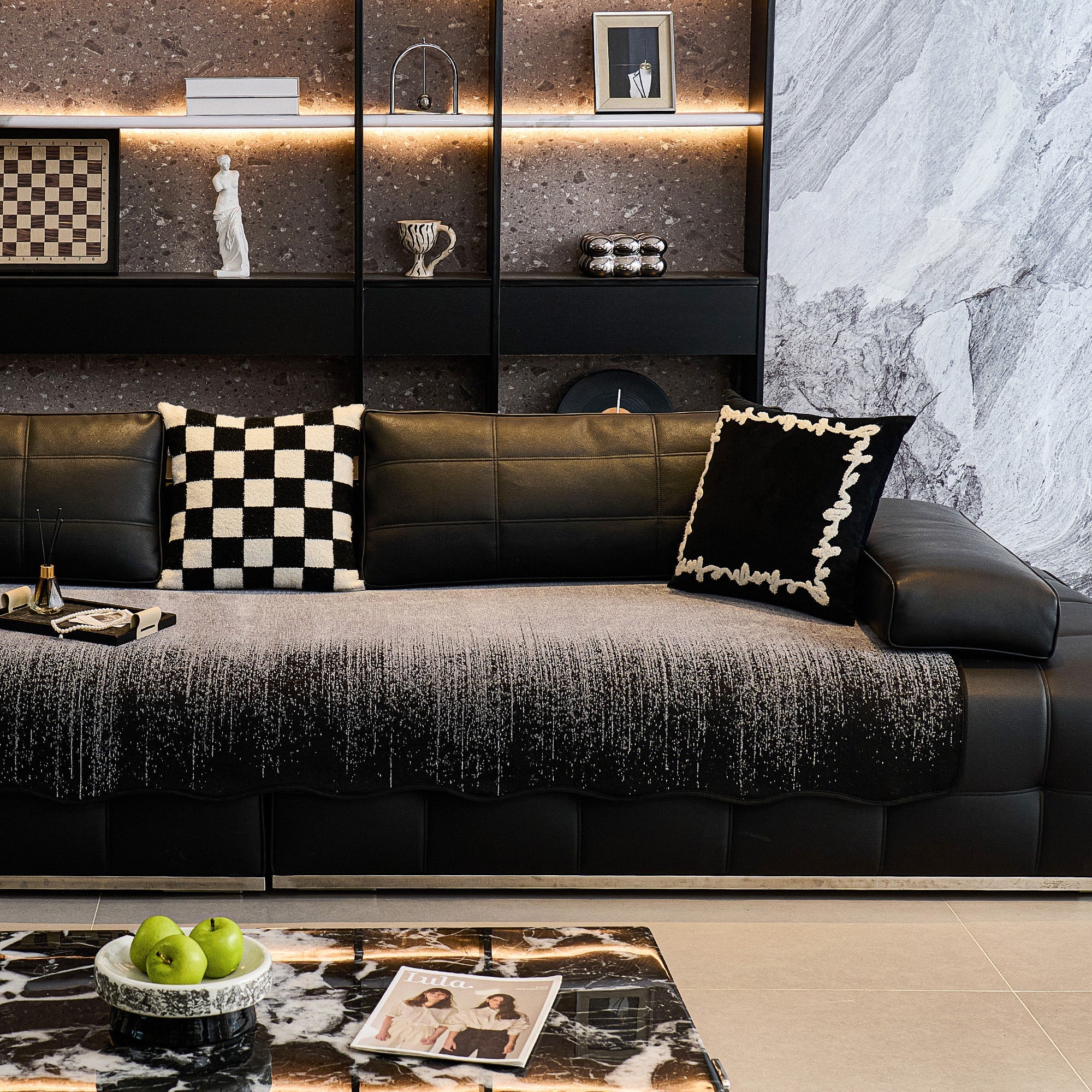 Ombre Chenille Non Slip Couch Cover for Modern Living Rooms