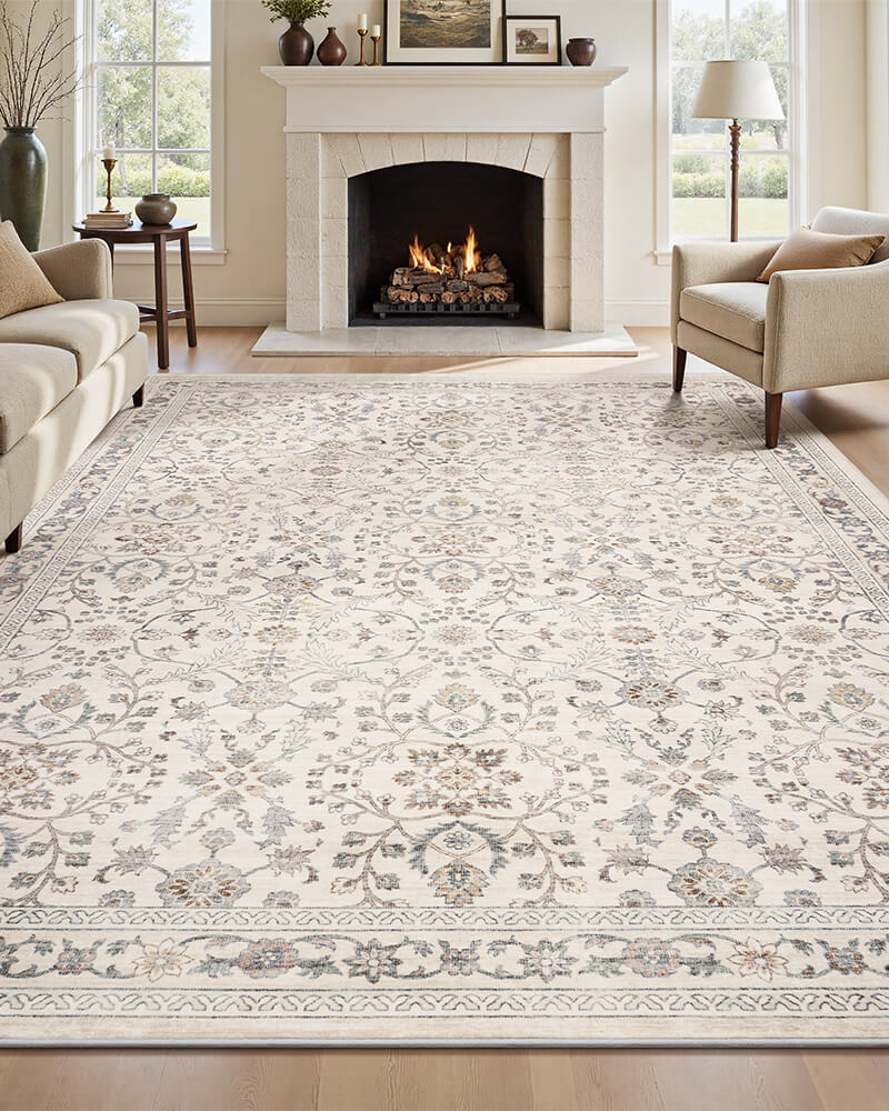 Aster Collection | Washable Area Rug with Non-Slip Backing | Cozy Living Room Comfort