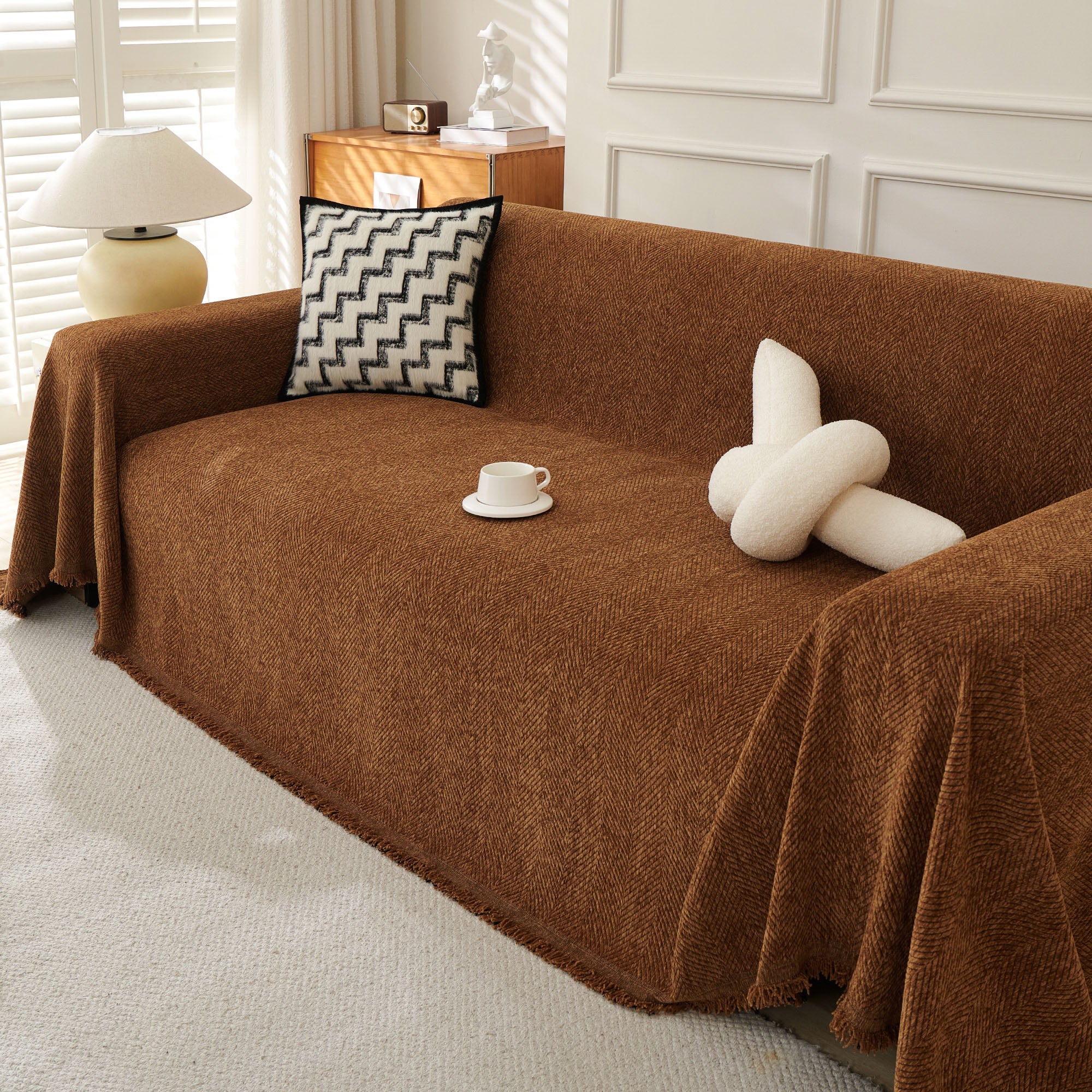 Soft Breathable Herringbone Sofa Cover for Modern Cozy Living