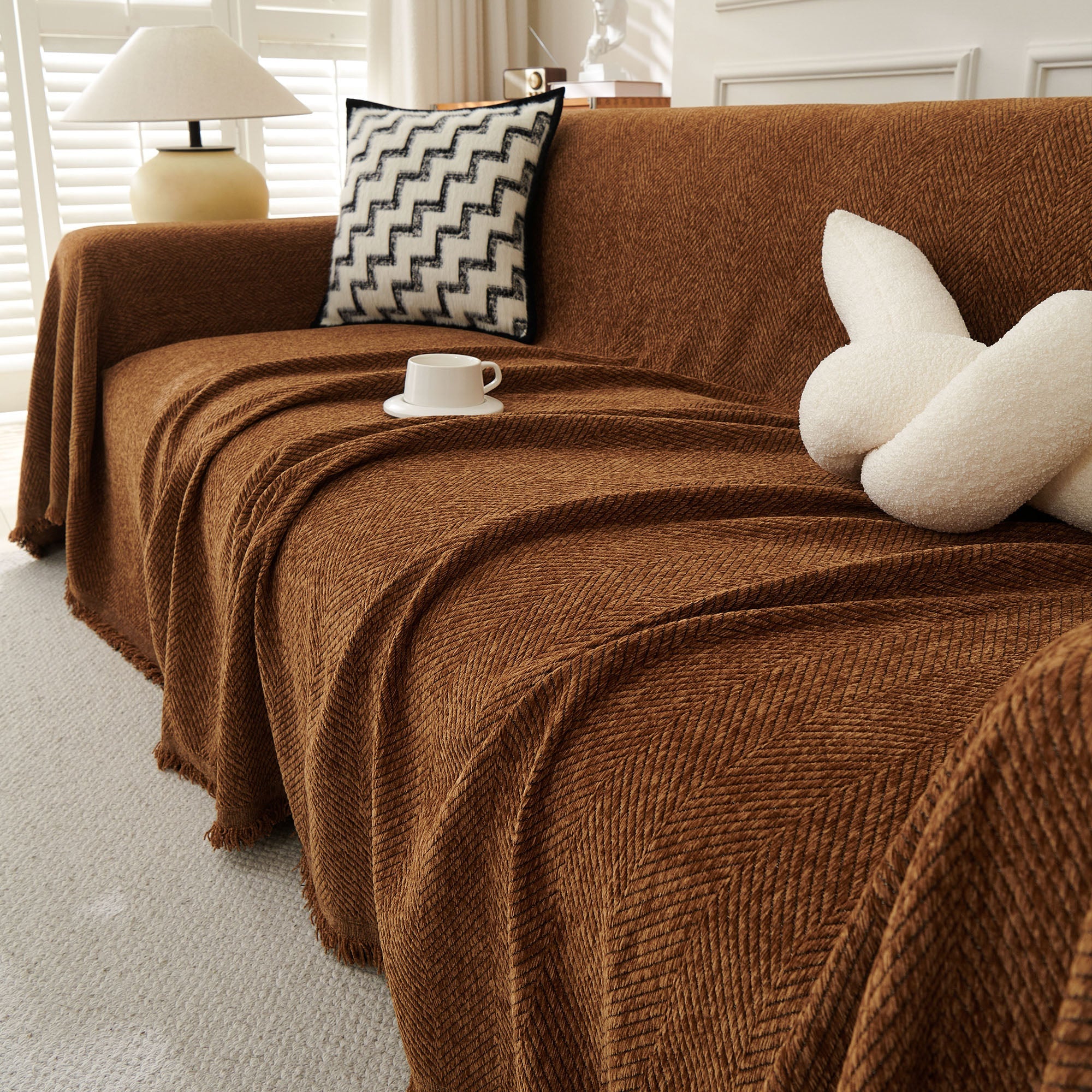 Soft Breathable Herringbone Sofa Cover for Modern Cozy Living