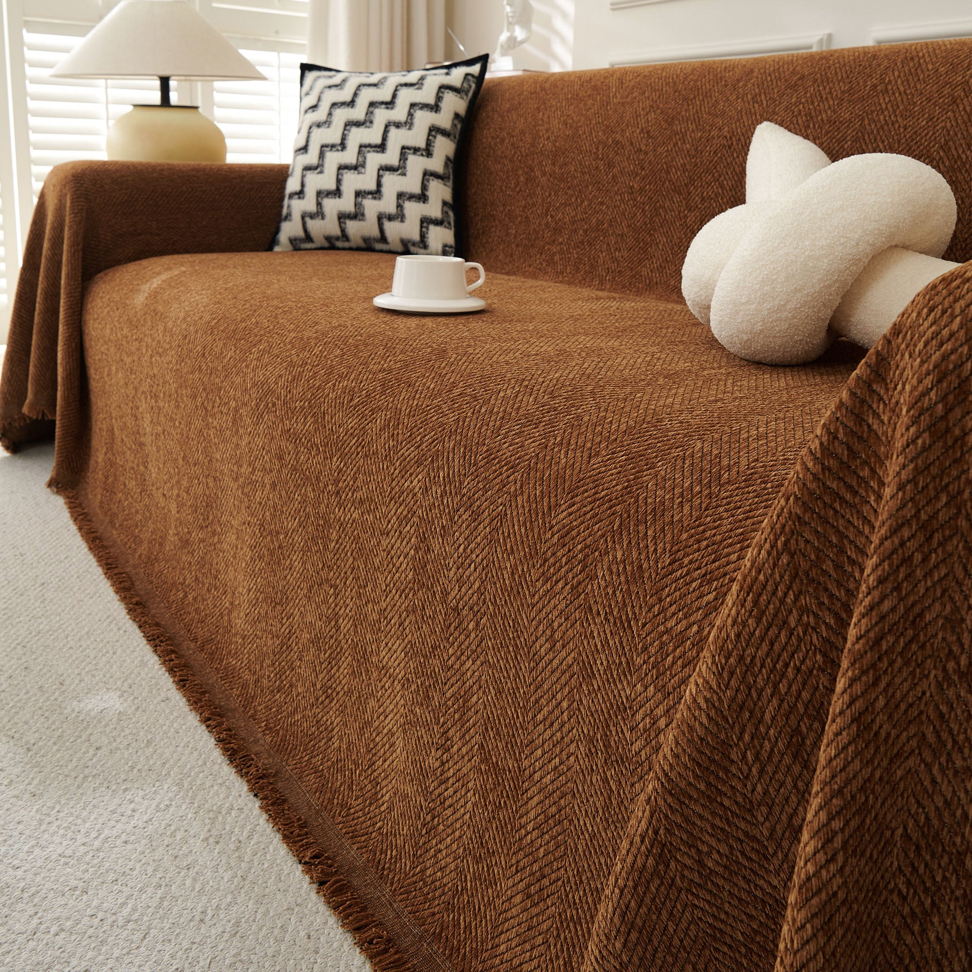 Soft Breathable Herringbone Sofa Cover for Modern Cozy Living