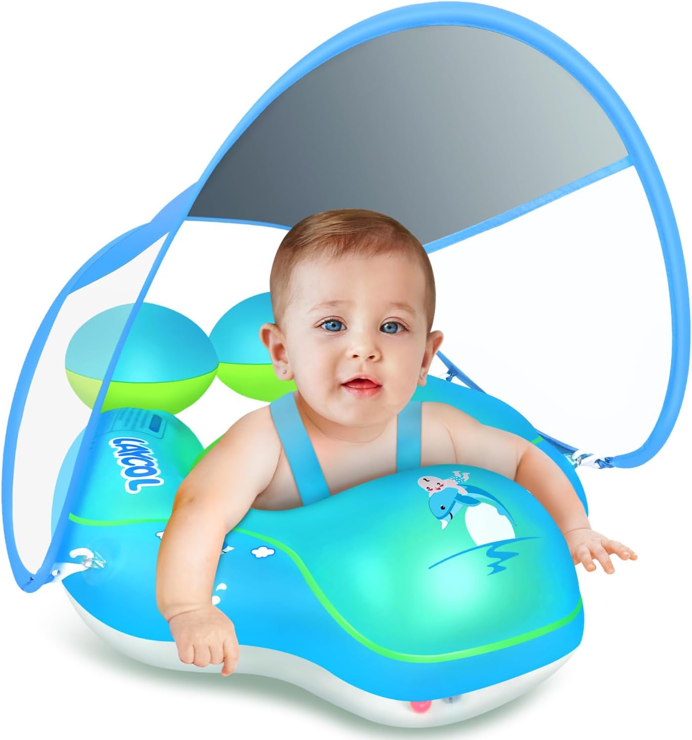 Baby Swim Float Canopy | UPF50+ Sun Protection with Safety Features | Fun and Secure Water Experience for Infants