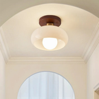 Bauhaus | Flush Mount Ceiling Light with Cream Glass Shade | Modern Design for Cozy Ambiance