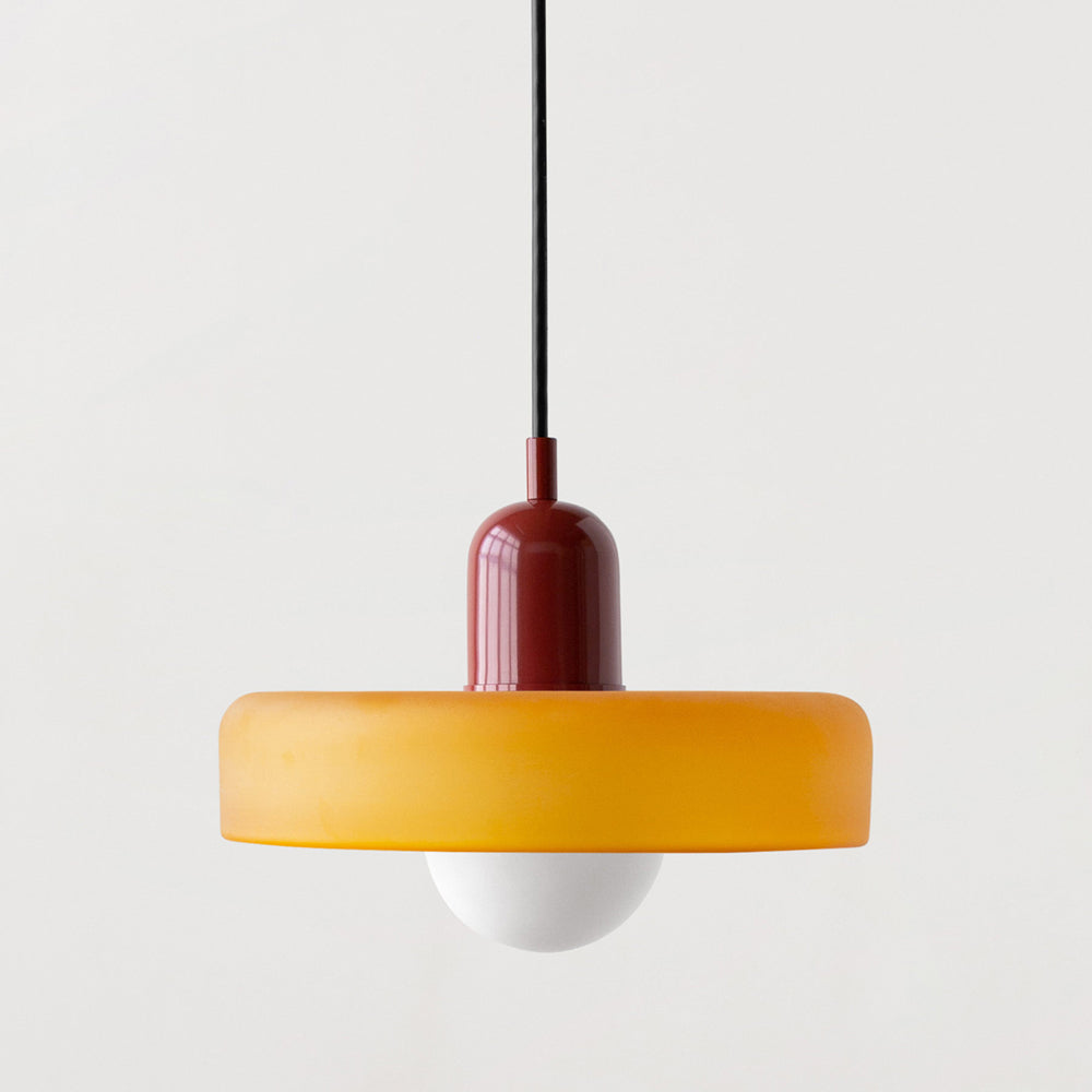 Bauhaus | Glass Pendant Lighting with Colored Shade | Adjustable Height for Modern Kitchen Illumination