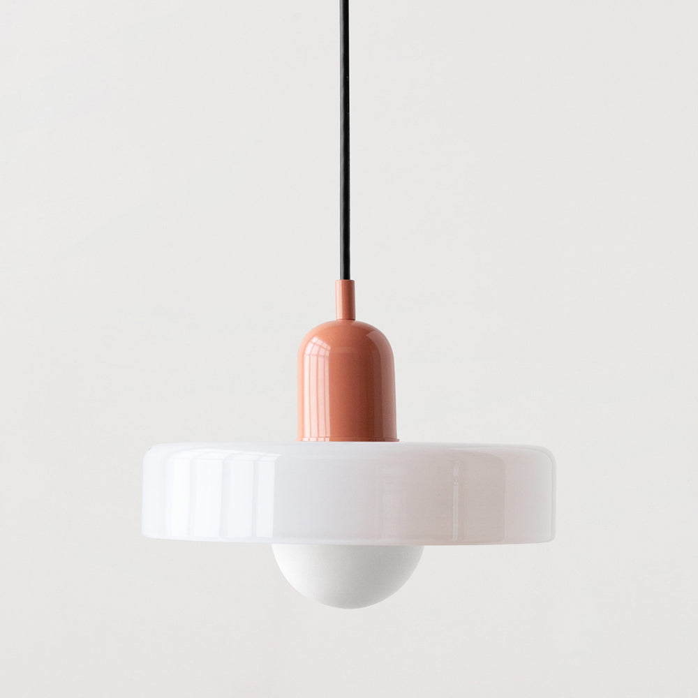 Bauhaus | Glass Pendant Lighting with Colored Shade | Adjustable Height for Modern Kitchen Illumination