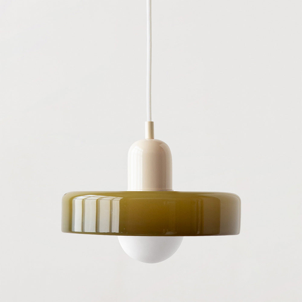 Bauhaus | Glass Pendant Lighting with Colored Shade | Adjustable Height for Modern Kitchen Illumination