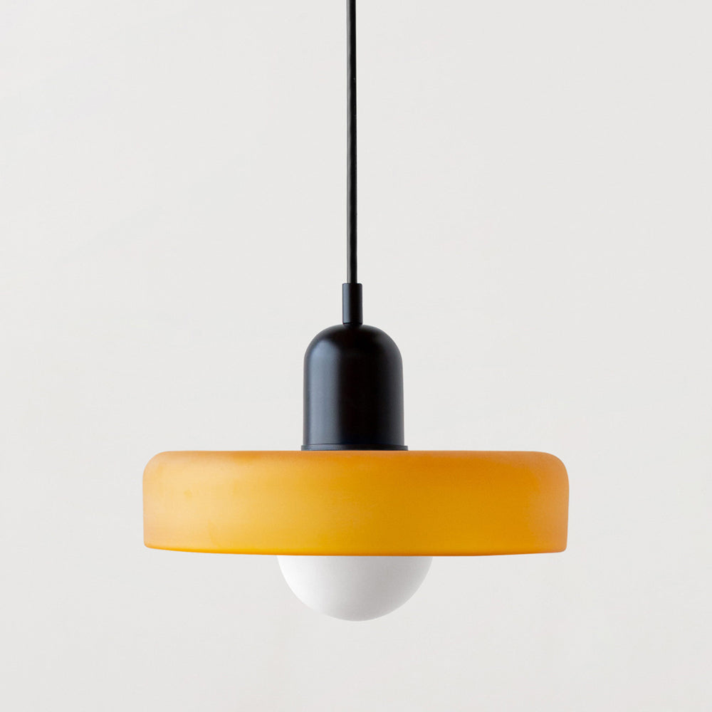 Bauhaus | Glass Pendant Lighting with Colored Shade | Adjustable Height for Modern Kitchen Illumination