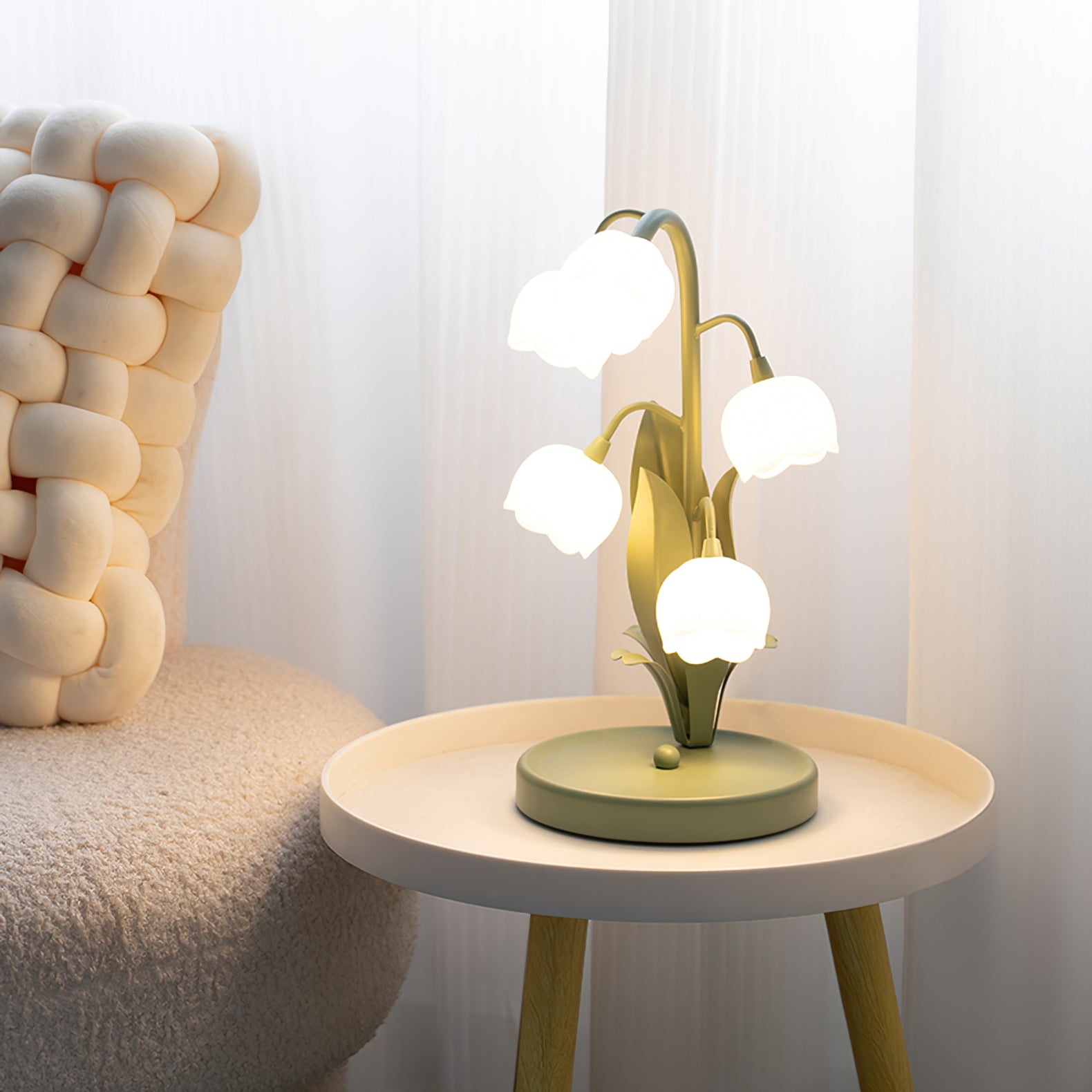 Bell Orchid Table Lamp Modern Floral Accent Light