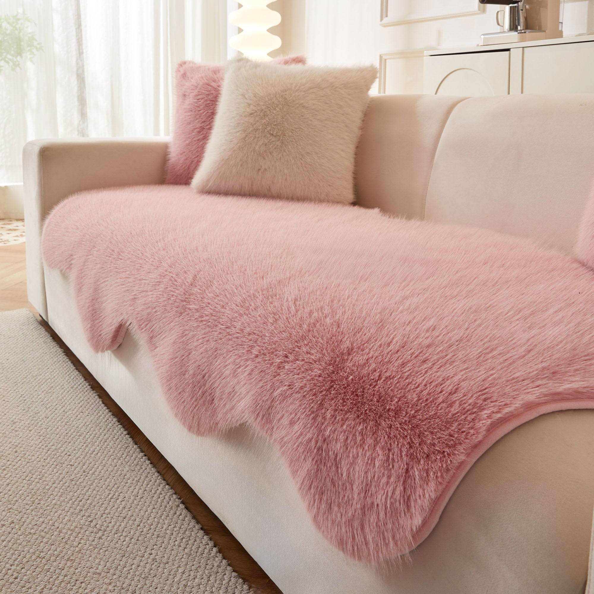 Ultra Soft Scandinavian Fluffy Sofa Cover for Cozy Modern Living