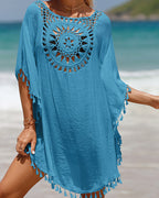 Boho Beach Cover Up | Lightweight Crochet Design with Tassel Accents for Effortless Style