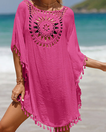 Boho Beach Cover Up | Lightweight Crochet Design with Tassel Accents for Effortless Style