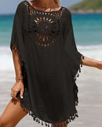 Boho Beach Cover Up | Lightweight Crochet Design with Tassel Accents for Effortless Style