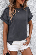 Casual Striped T-Shirt with Ribbed Design | Comfortable Everyday Wear for Effortless Style