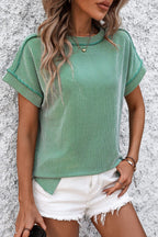Casual Striped T-Shirt with Ribbed Design | Comfortable Everyday Wear for Effortless Style