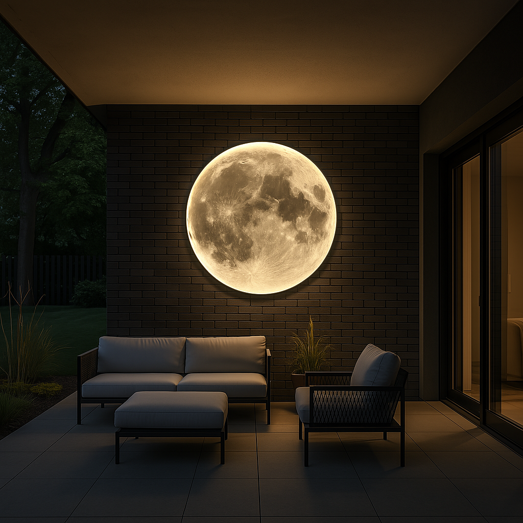 Celestial Glow | Moon Wall Lamp with Realistic Lunar Surface | Versatile Indoor & Outdoor Wall Lights for Cozy Ambiance