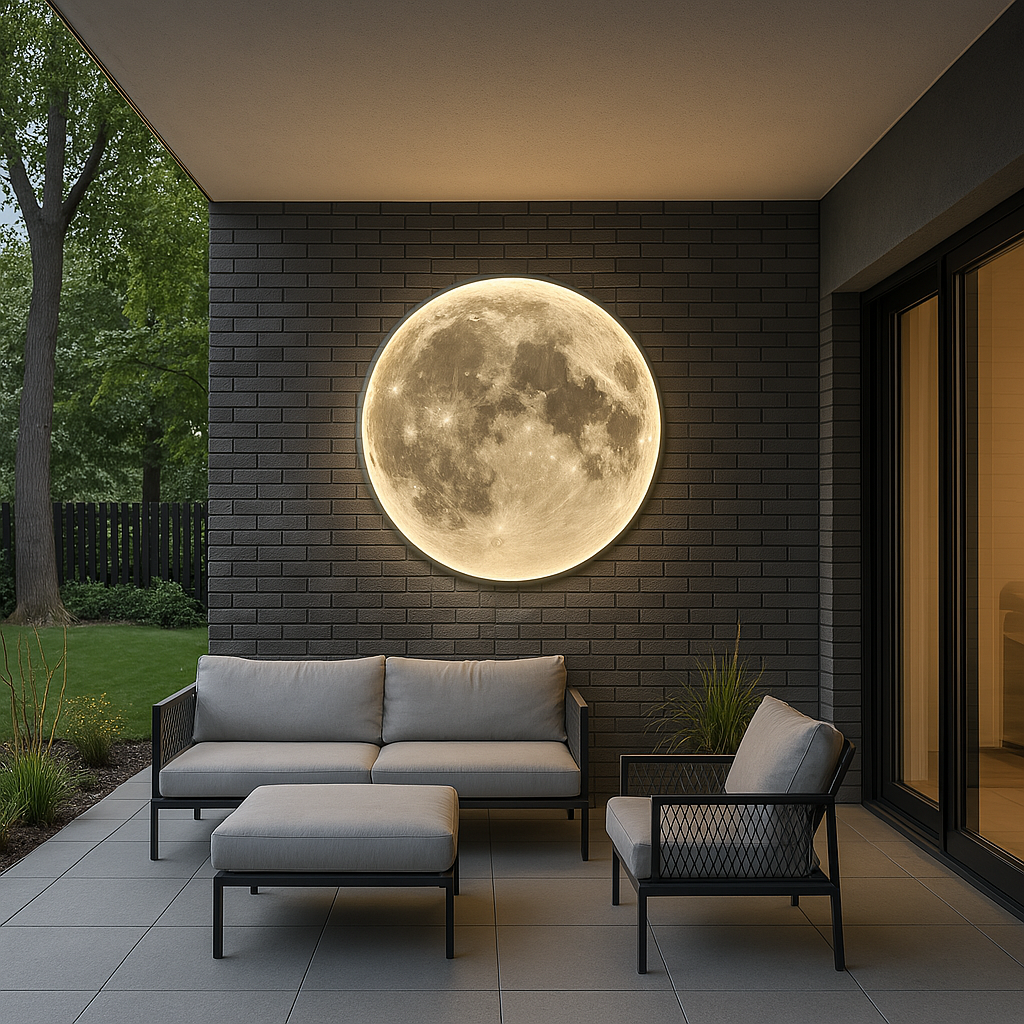 Celestial Glow | Moon Wall Lamp with Realistic Lunar Surface | Versatile Indoor & Outdoor Wall Lights for Cozy Ambiance
