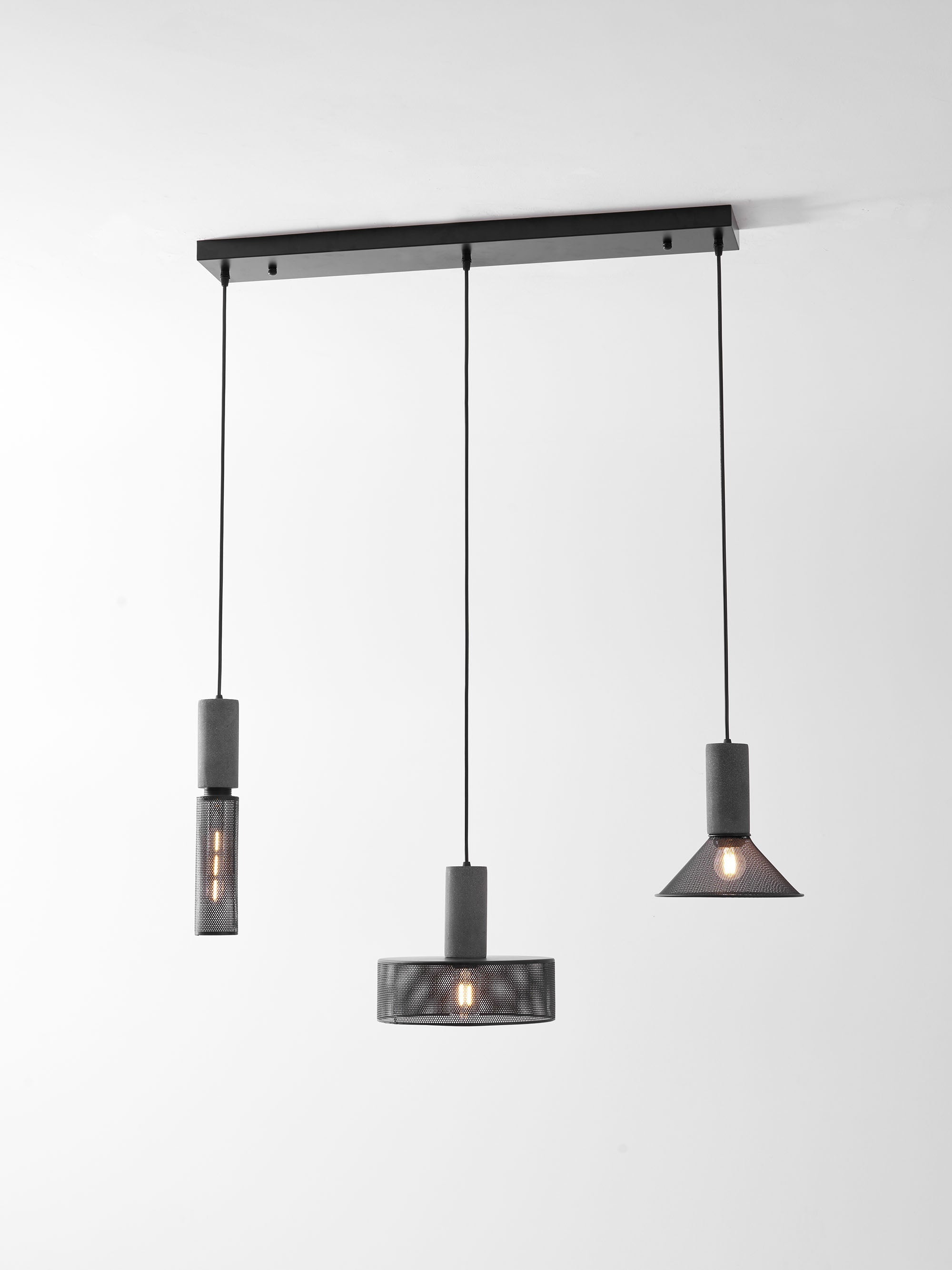 Concrete Pendant Light, Industrial Cement Ceiling Lamp, Black Grey, Kitchen