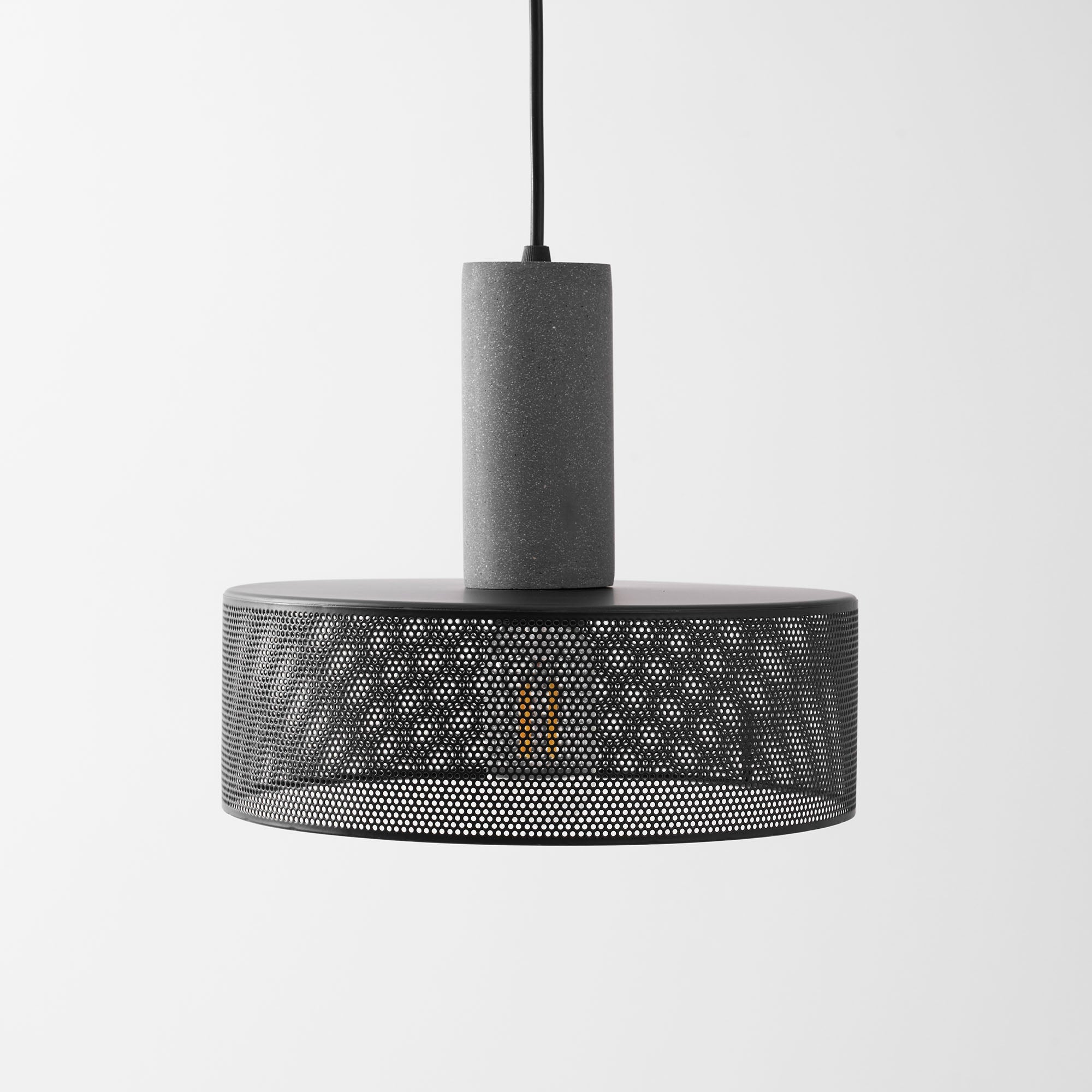 Concrete Pendant Light, Industrial Cement Ceiling Lamp, Black Grey, Kitchen