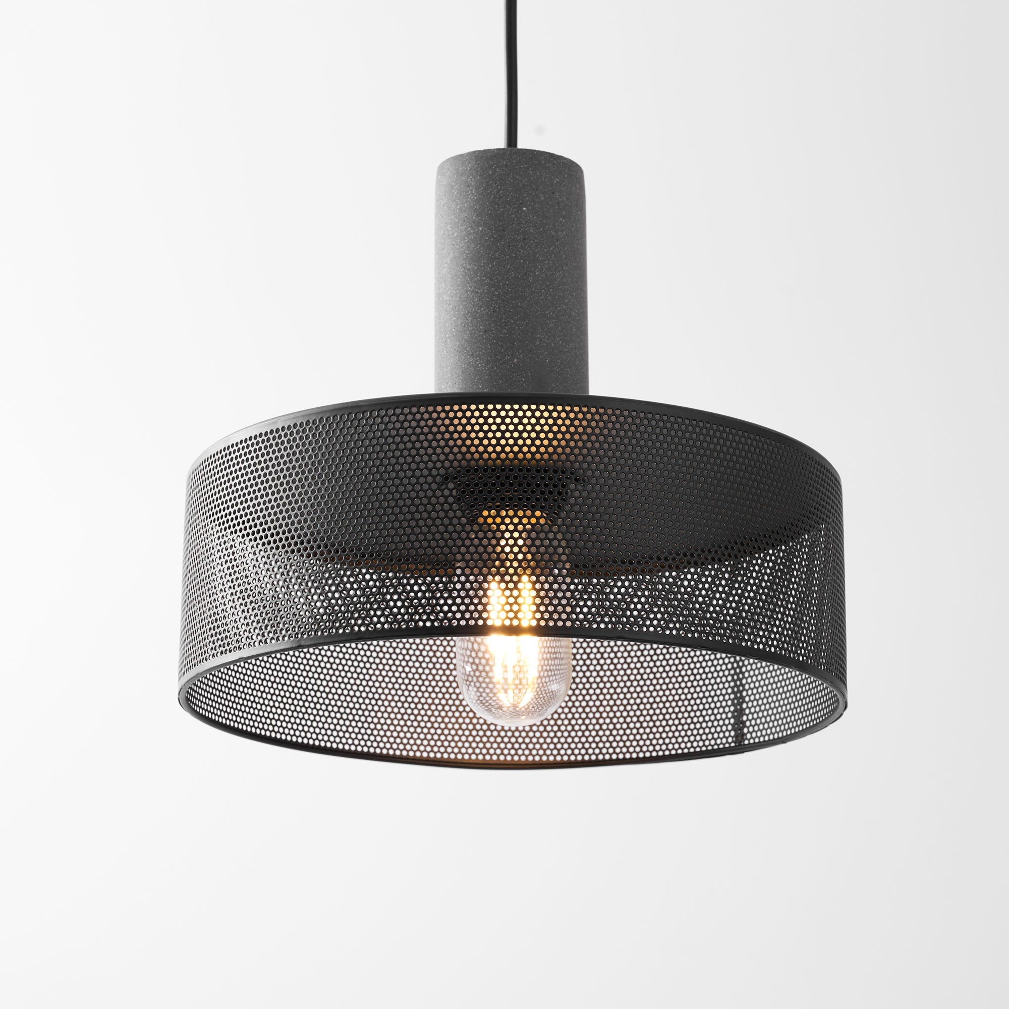 Concrete Pendant Light, Industrial Cement Ceiling Lamp, Black Grey, Kitchen