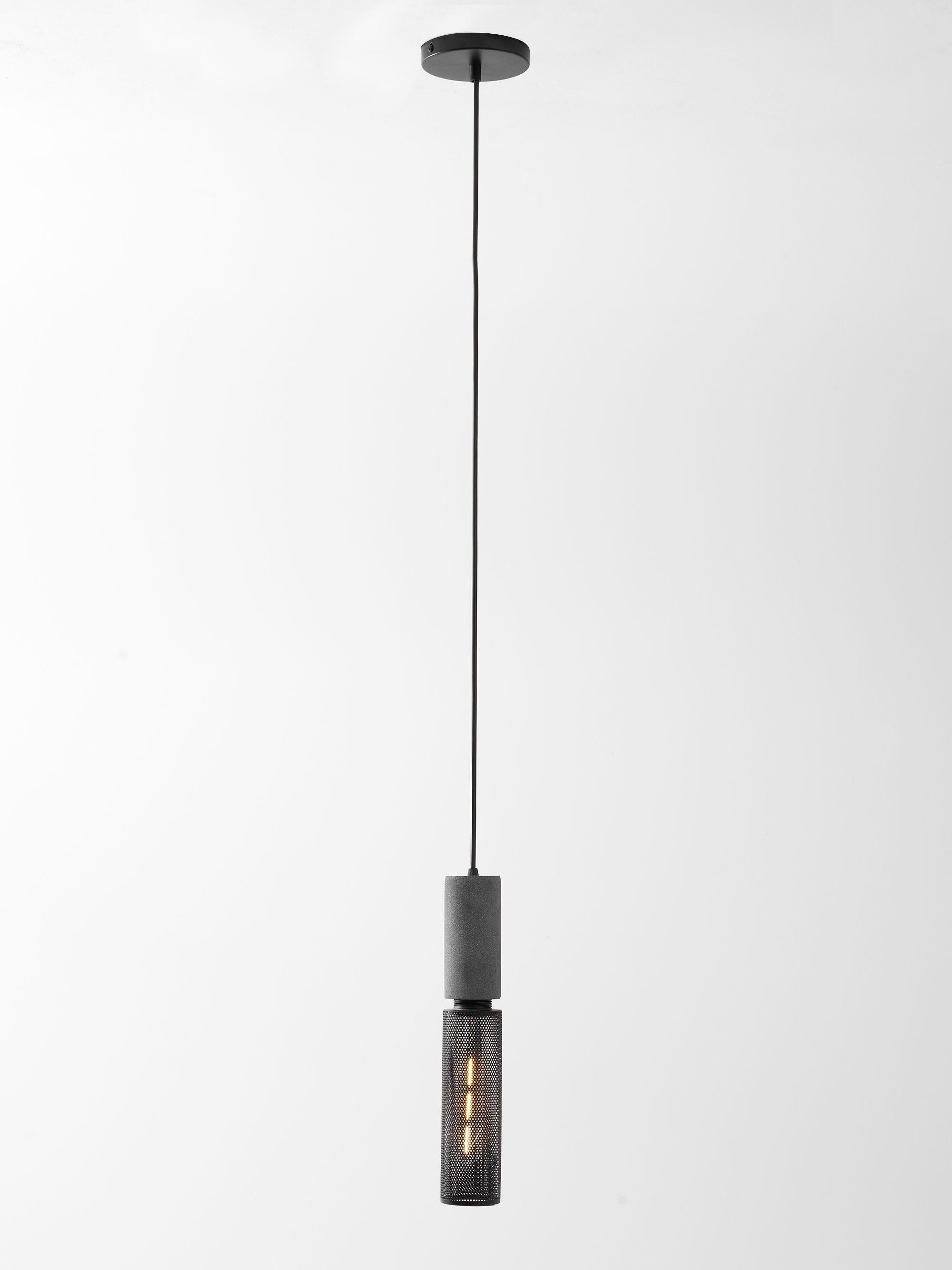 Concrete Pendant Light, Industrial Cement Ceiling Lamp, Black Grey, Kitchen