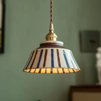 Ceramic Pendant Lighting with Hand-Painted Shade & Adjustable Height | Cozy Ambience for Kitchen Island