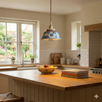 Ceramic Pendant Lighting with Hand-Painted Shade & Adjustable Height | Cozy Ambience for Kitchen Island