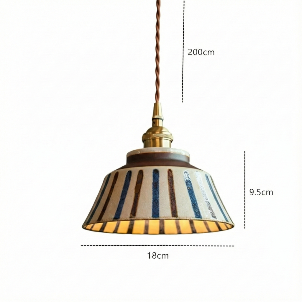 Ceramic Pendant Lighting with Hand-Painted Shade & Adjustable Height | Cozy Ambience for Kitchen Island