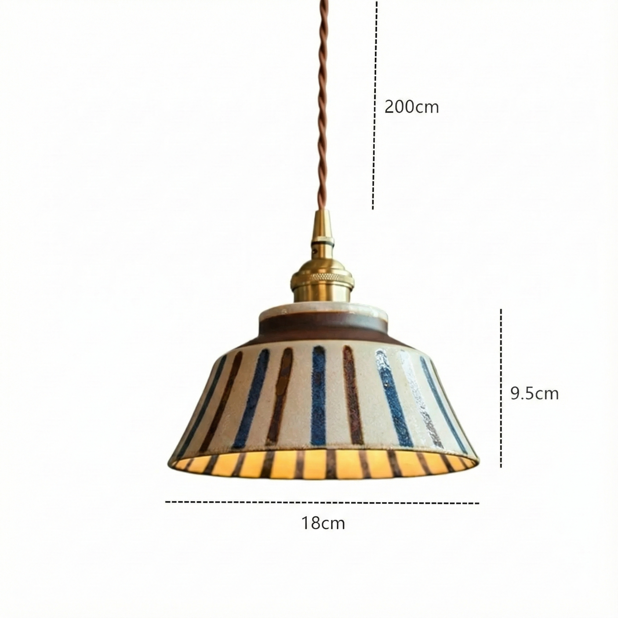Ceramic Pendant Lighting with Hand-Painted Shade & Adjustable Height | Cozy Ambience for Kitchen Island