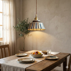 Ceramic Pendant Lighting with Hand-Painted Shade & Adjustable Height | Cozy Ambience for Kitchen Island