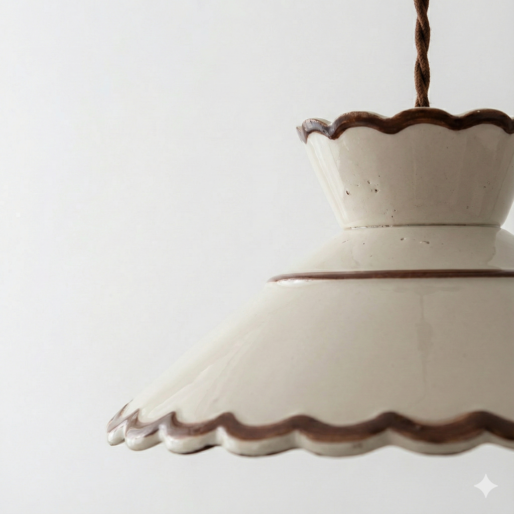 Ceramic Pendant Lighting with Hand-Painted Shade & Adjustable Height | Cozy Ambience for Kitchen Island