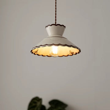 Ceramic Pendant Lighting with Hand-Painted Shade & Adjustable Height | Cozy Ambience for Kitchen Island