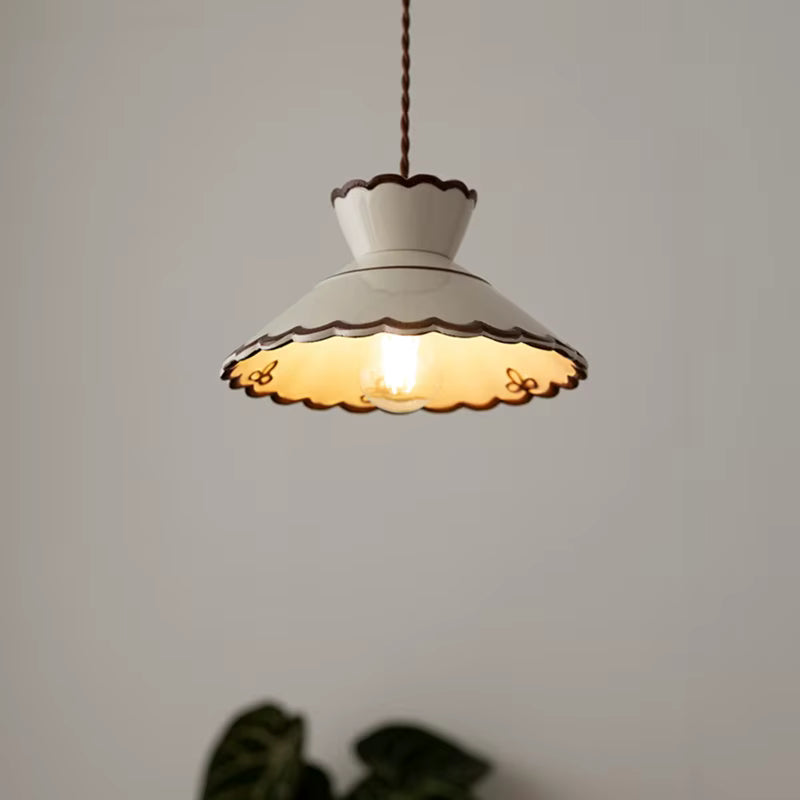 Ceramic Pendant Lighting with Hand-Painted Shade & Adjustable Height | Cozy Ambience for Kitchen Island