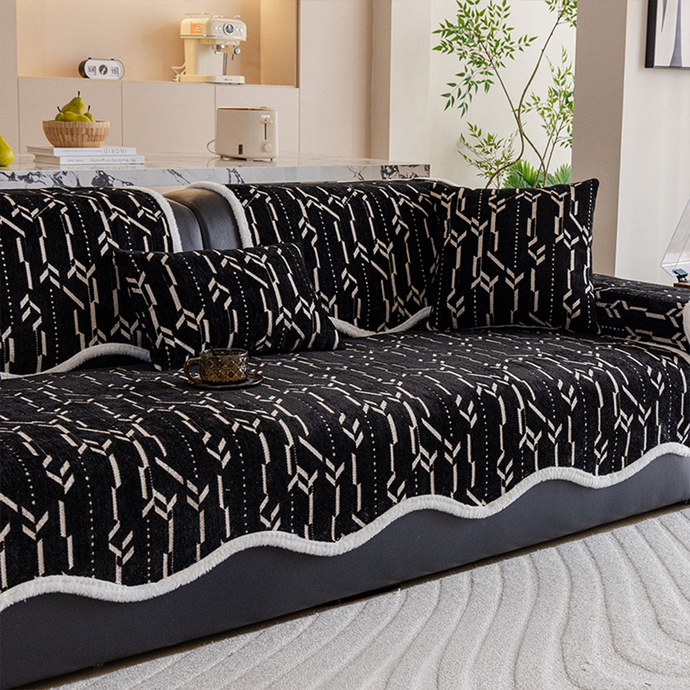 Nordic Arrow Chenille Non Slip Couch Cover for Modern Homes