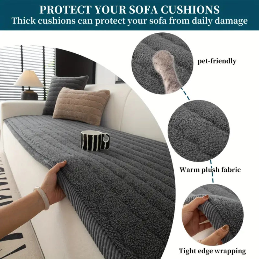 Plush Scratch Resistant Sofa Cover for Everyday Comfort