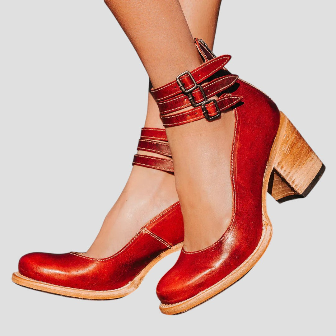 Chic & Cozy | Women's Black Boots with Block Heel & Ankle Straps | Modern Design for Effortless Elegance
