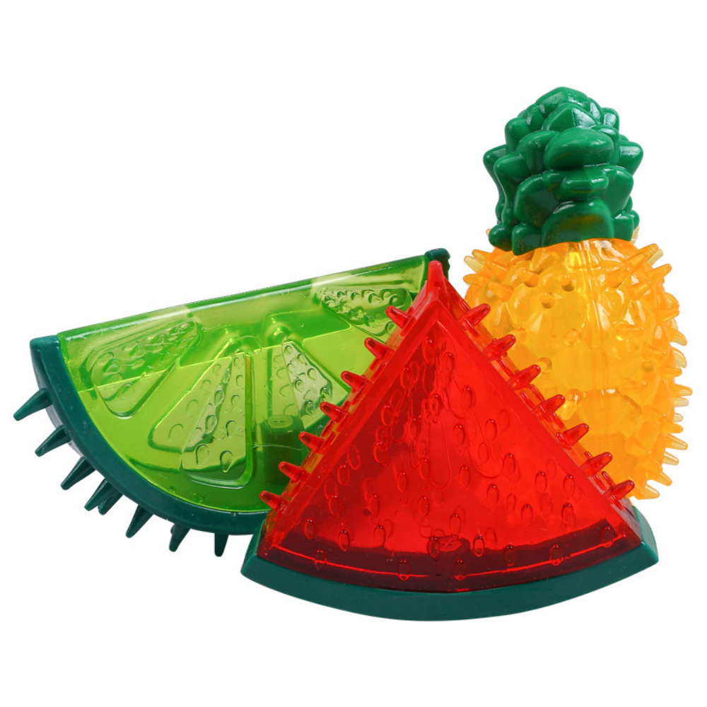 Chill Paws | Cooling Pet Chew Toy with Fruit Shapes & Hydration Boost | Durable Design for Summer Fun
