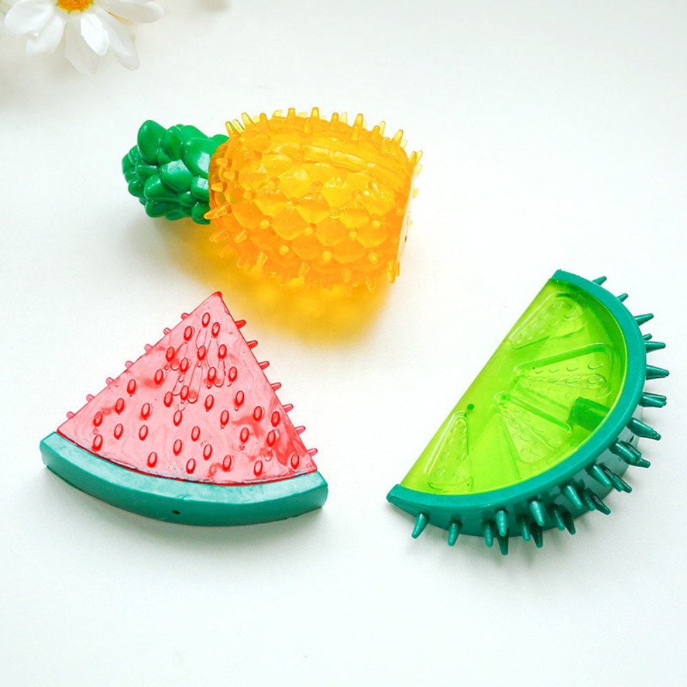 Chill Paws | Cooling Pet Chew Toy with Fruit Shapes & Hydration Boost | Durable Design for Summer Fun