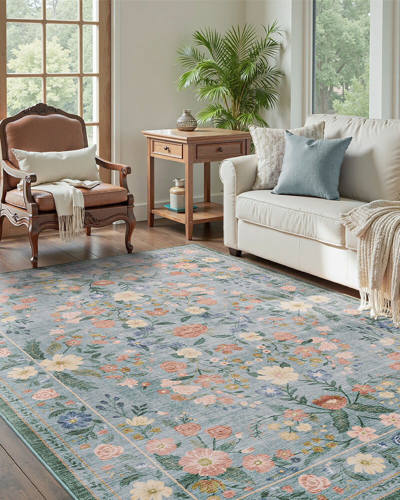 Chloris | Washable Area Rug with Non-Slip Backing | Eco-Friendly Design for Comfort and Safety