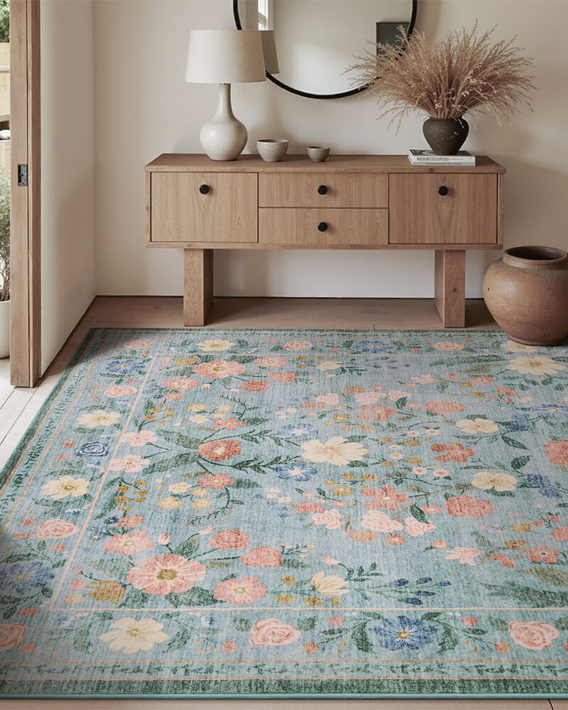 Chloris | Washable Area Rug with Non-Slip Backing | Eco-Friendly Design for Comfort and Safety