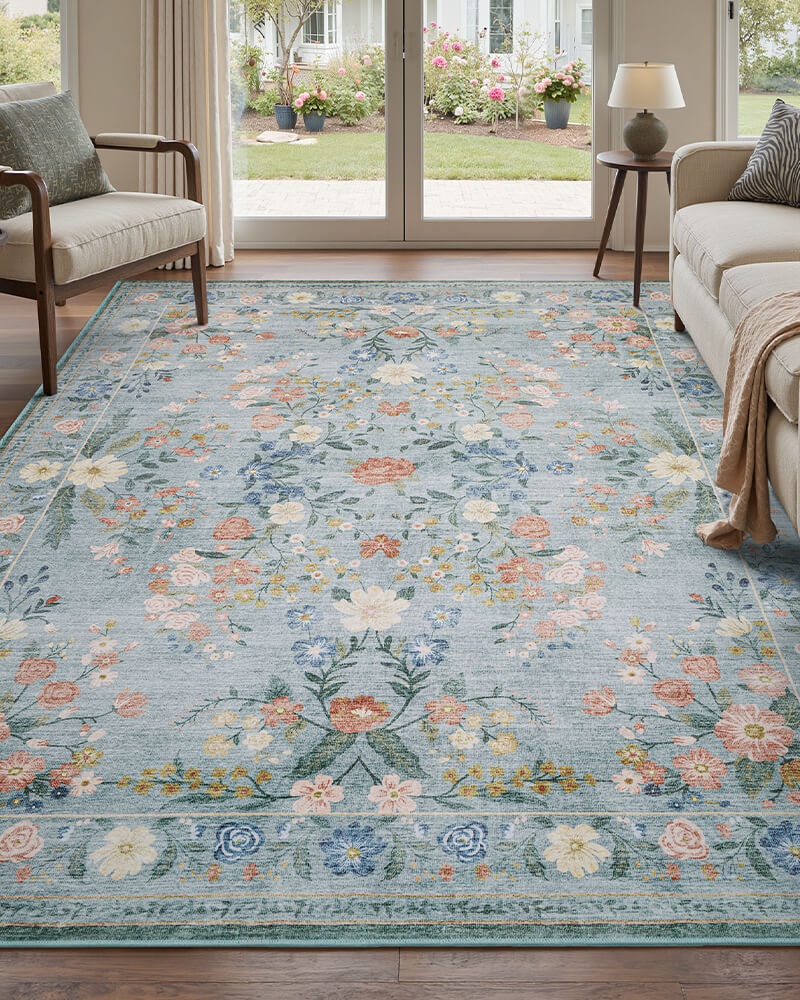 Chloris | Washable Area Rug with Non-Slip Backing | Eco-Friendly Design for Comfort and Safety