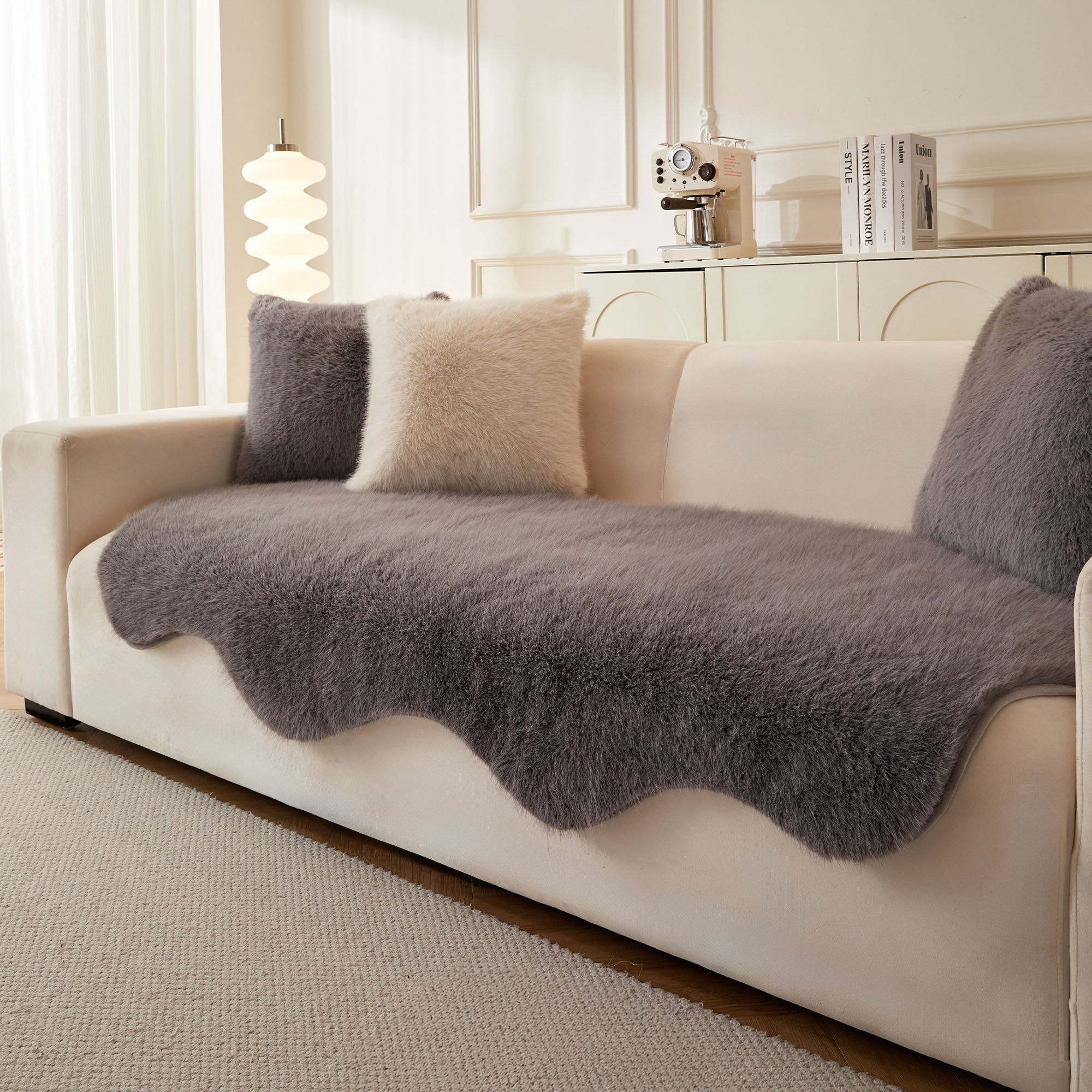 Ultra Soft Scandinavian Fluffy Sofa Cover for Cozy Modern Living