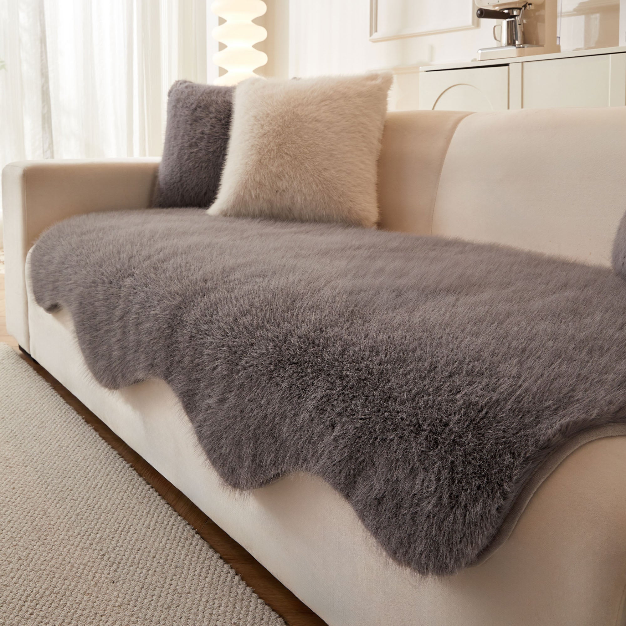 Ultra Soft Scandinavian Fluffy Sofa Cover for Cozy Modern Living