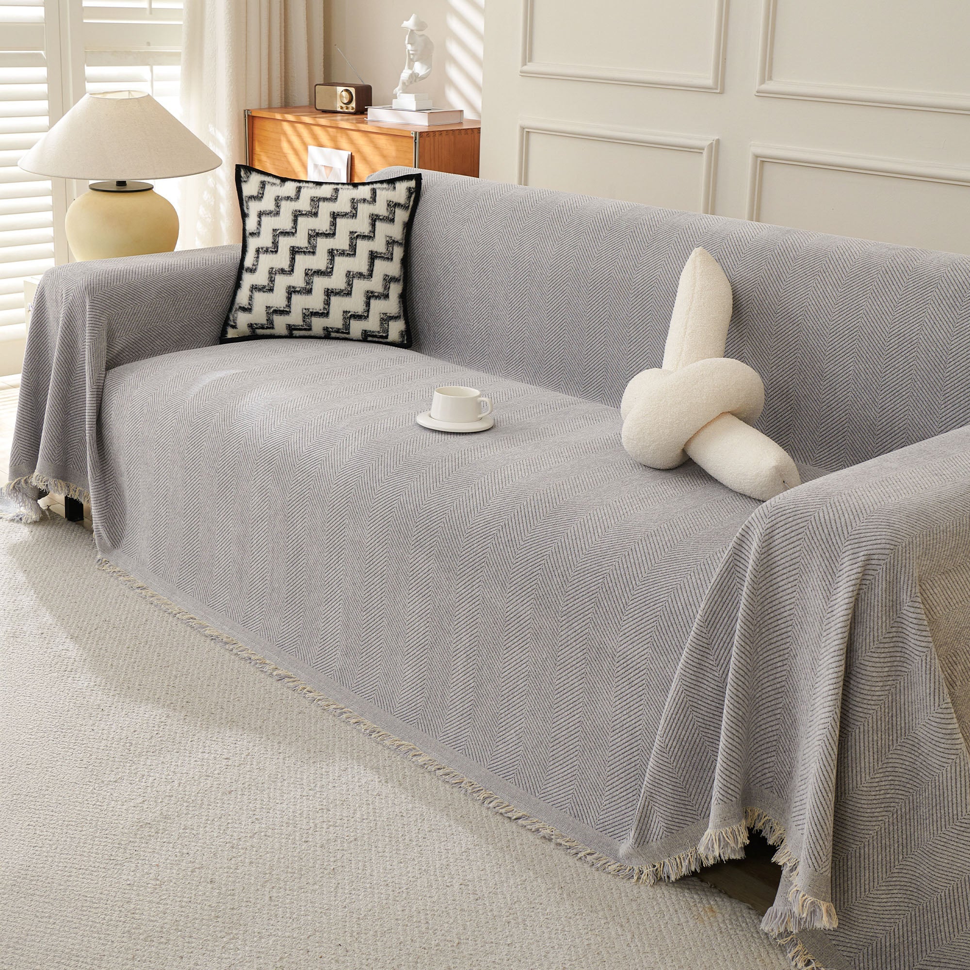 Soft Breathable Herringbone Sofa Cover for Modern Cozy Living