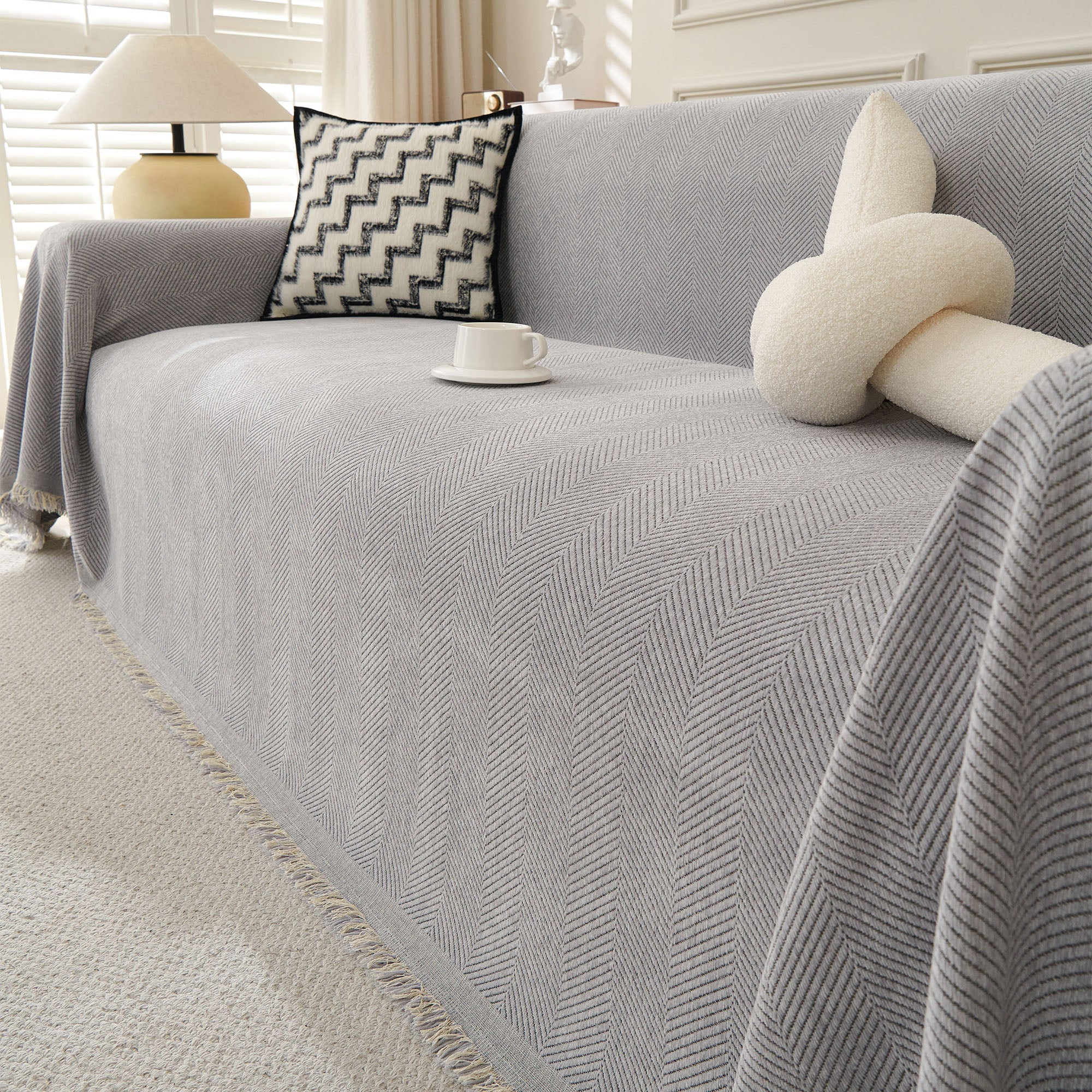 Soft Breathable Herringbone Sofa Cover for Modern Cozy Living